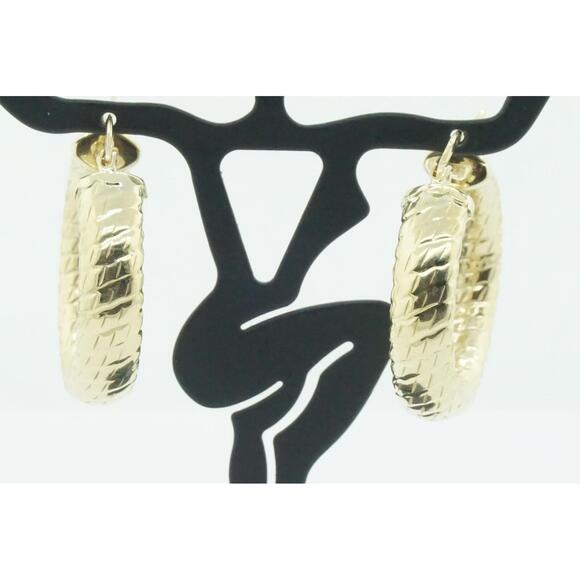 Estate 14k Yellow Gold Gemstone Hoop Earrings - Women's Fine - Picture 5 of 5